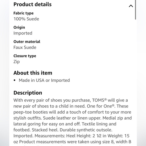 TOMS Majorca tan suede peep toe fringe ankle bootie women size 7.5 - Picture 3 of 8